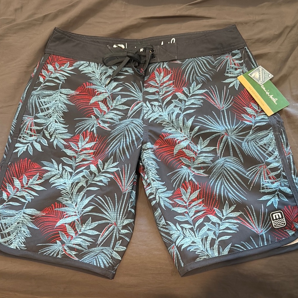 Travis Mathew Black and Blue Tropical Board Shorts